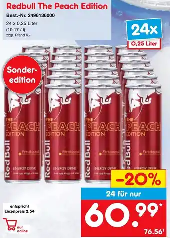 Netto Marken-Discount Redbull The Peach Edition 24 x 0,25 Liter Angebot