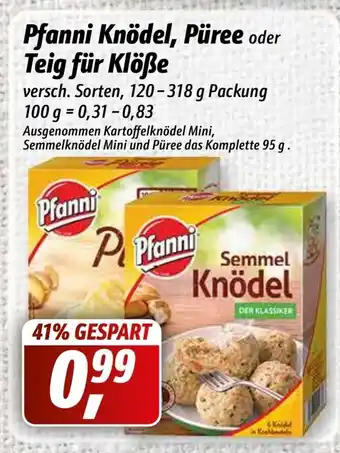 Simmel Pfanni Knödel, Püree oder Teig für Klöße 120-318g Angebot