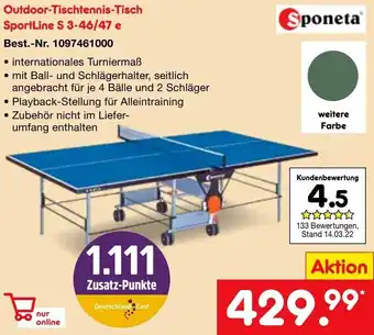 Netto Marken-Discount Sponeta Outdoor Tischtennis Tisch SportLine S 3-46/47 e Angebot