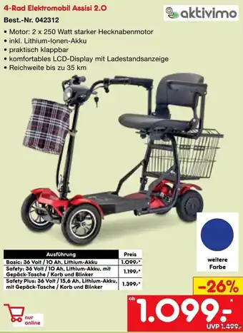 Netto Marken-Discount Aktivimo 4-Rad Elektromobil Assisi 2.0 Angebot