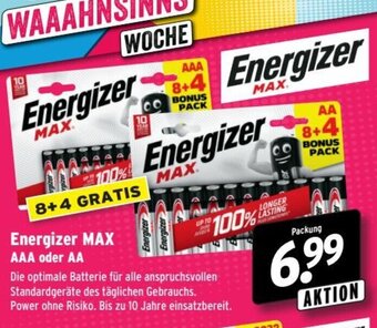 Wasgau Energizer max AAA oder AA Angebot