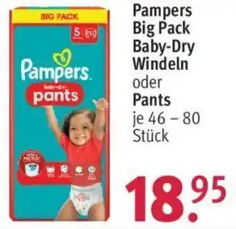 Rossmann Pampers Big Pack Baby Dry Windeln oder Pants 46-80 Stück Angebot