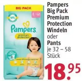 Rossmann Pampers Big Pack Premium Protection Windeln oder Pants 32-58 Stück Angebot