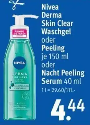 Rossmann Nivea Derma Skin Clear Waschgel oder Peeling 150 ml oder Nacht Peeling Serum 40 ml Angebot