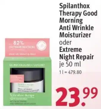 Rossmann Spilanthox Therapy Good Morning Anti Wrinkle Moisturizer oder Extreme Night Repair 50 ml Angebot