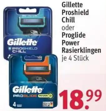 Rossmann Gillette Proshield Chill oder Proglide Power Rasierklingen 4 Stück Angebot