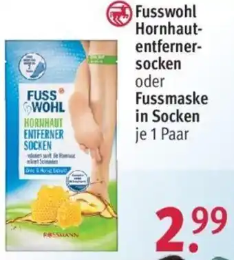 Rossmann Fusswohl Hornhautentfernersocken oder Fussmaske in Socken 1 Paar Angebot