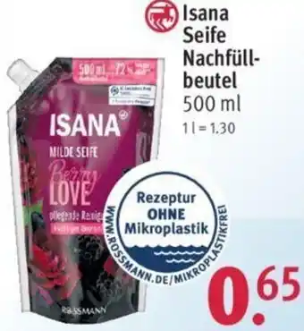 Rossmann Isana Seife Nachfüllbeutel 500 ml Angebot