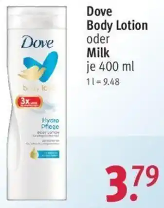 Rossmann Dove Body Lotion oder Milk 400 ml Angebot