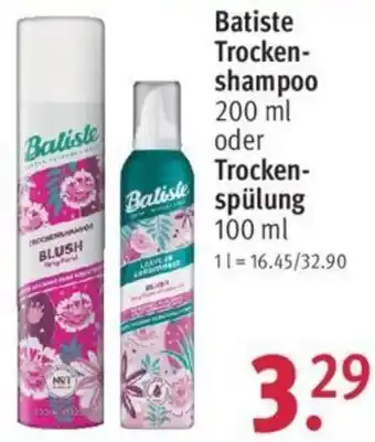 Rossmann Batiste Trockenshampoo 200 ml oder Trockenspülung 100 ml Angebot