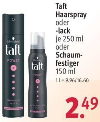 Rossmann Taft Haarspray oder lack 250 ml oder Schaumfestiger 150 ml Angebot