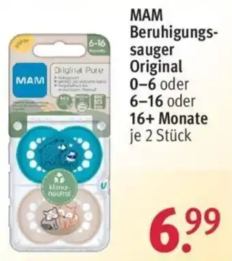 Rossmann MAM Beruhigungssauger Original 0-6 oder 6-16 oder 16+ Monate Angebot