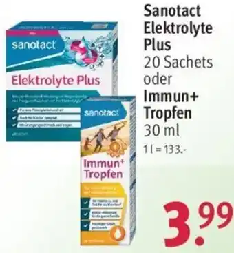 Rossmann Sanotact Elektrolyte Plus 20 Sachets oder Immun+ Tropfen 30 ml Angebot