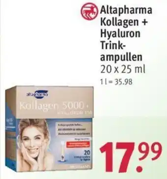 Rossmann Altapharma Kollagen + Hyaluron Trinkampullen 20 x 25 ml Angebot