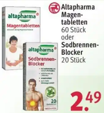 Rossmann Altapharma Magentabletten 60 Stück oder Sodbrennen Blocker 20 Stück Angebot