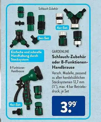 Aldi Süd Gardenline schlauch-zubehör oder 8-funktionen-handbrause Angebot