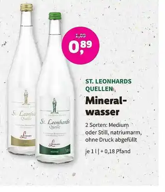 Biomarkt Mineralwasser st. leonhards quellen Angebot