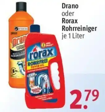 Rossmann Drano oder Rorax Rohrreiniger 1 liter Angebot