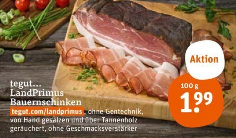tegut... LandPrimus Bauernschinken 100 g Angebot bei tegut
