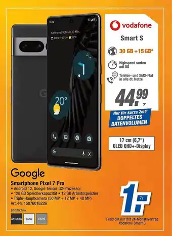 expert Techno Land Google smartphone pixel 7 pro Angebot