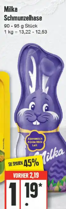 Edeka Milka Schmunzelhase 90-95 g Stück Angebot