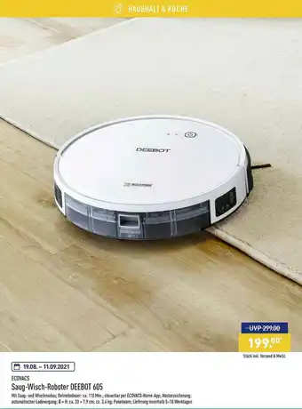 Aldi Nord Ecovacs Saug-wisch-roboter Deebot 605 Angebot