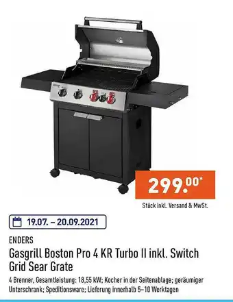 Aldi Nord Enders Gasgrill Boston Pro 4 Kr Turbo II Angebot