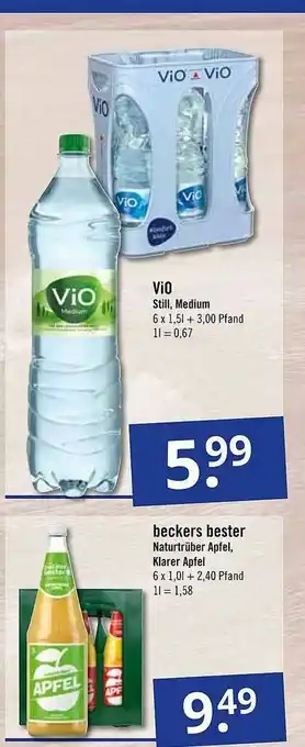 GetränkePartner Vio Still, Medium Oder Beckers Bester Naturtrüber Apfel, Klarer Apfel Angebot