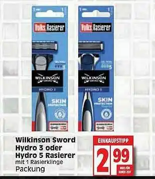 Edeka Wilkinson Sword Hydro 3 Oder 5 Rasierer Angebot