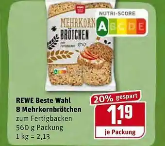 REWE Kaufpark Rewe Beste Wahl 8 Mehrkornbrötchen Angebot