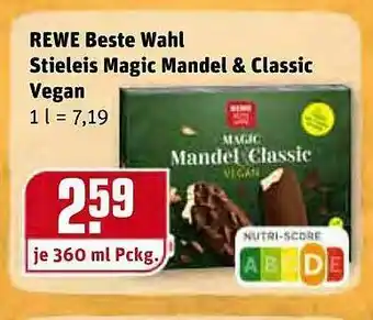 REWE Kaufpark Rewe Beste Wahl Stieleis Magic Mandel & Classic Vegan Angebot