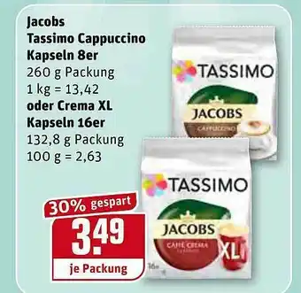 REWE Kaufpark Jacobs Tassimo Cappuccino Kapseln 8er Oder Crema XL Kapseln 16er Angebot