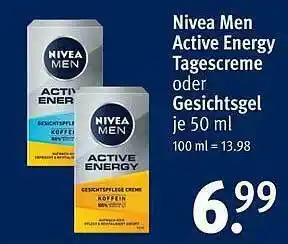 Rossmann Nivea Men Active Energy Tagescreme Oder Gesichtsgel Angebot