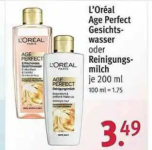 Rossmann L'oréal Age Perfect Gesichtswasser Oder Reinigungsmilch Angebot
