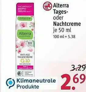 Rossmann Altera Tagescreme Oder Nachtcreme Angebot