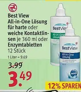 Rossmann Best View Allin1 Lösung Für Harte Oder Weiche Kontaktlinsen Oder Enzymtabletten Angebot