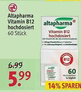 Rossmann Altapharma Vitamin B12 Hochdosiert Angebot