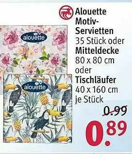 Rossmann Alouette Motiv-servietten Oder Mitteldecke Oder Tischläufer Angebot