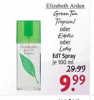 Rossmann Elizabeth Arden Green Tea Tropical Oder Exotic Oder Lotus Edt Spray Angebot