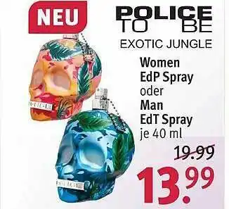 Rossmann Police To Be Exotic Jungle Women Edp Spray Oder Man Edt Spray Angebot