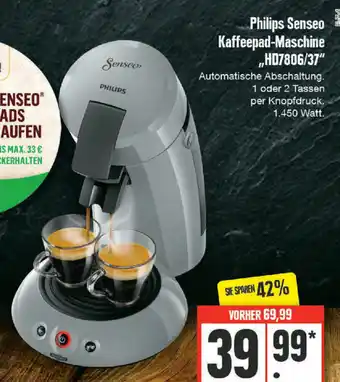 Edeka Philips Senseo Kaffeepad Maschine HD7806/37 Angebot