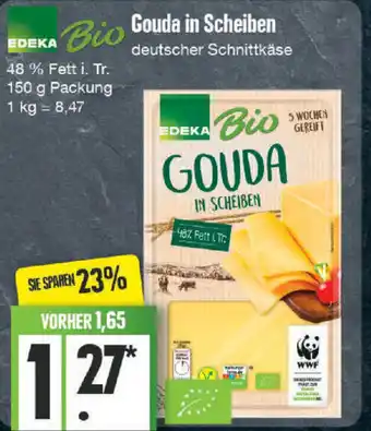 Edeka Edeka Bio Gouda in Scheiben 150 g Packung Angebot