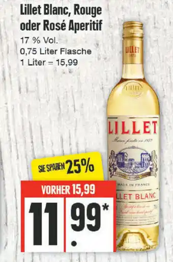 Edeka Lillet Blanc, Rouge oder Rosé Aperitif 0,75 liter Flasche Angebot