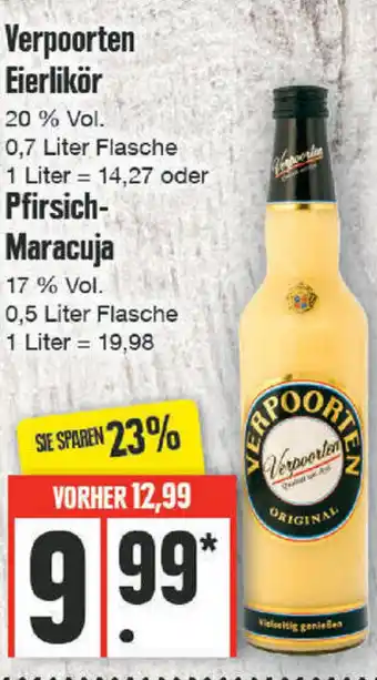 Edeka Verpoorten Eierlikör 0,7 liter Flasche Pfirsich Maracuja 0,5 Liter Flasche Angebot