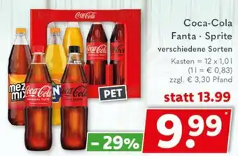 Getränkeland Coca-Cola, Fanta oder Sprite 12x1,0 L Kasten Angebot