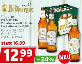 Getränkeland Bitburger Premium Pils 20x0,5 L Kasten Angebot