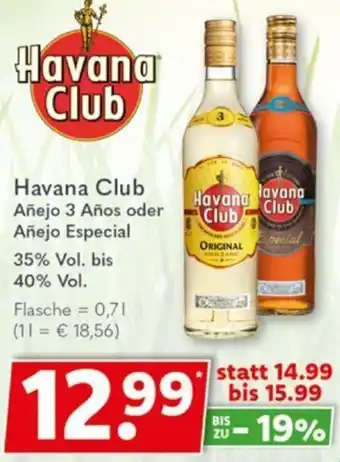 Getränkeland Havana Club Añejo 3 Años oder Añejo Especial 0,7 L Flasche Angebot