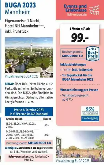 Lidl Reisen Buga 2023 mannheim Angebot