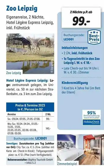 Lidl Reisen Zoo leipzig Angebot