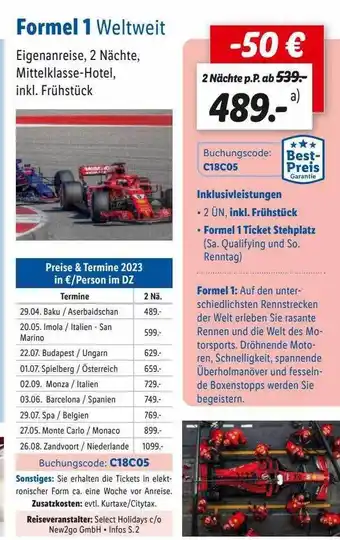 Lidl Reisen Formel 1 weltweit Angebot